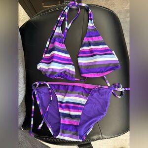 Old Navy Purple Cool Stripped String Bikini